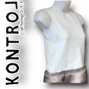 Kontrol Faux Fur Knit Sleeveless Zip Up Back